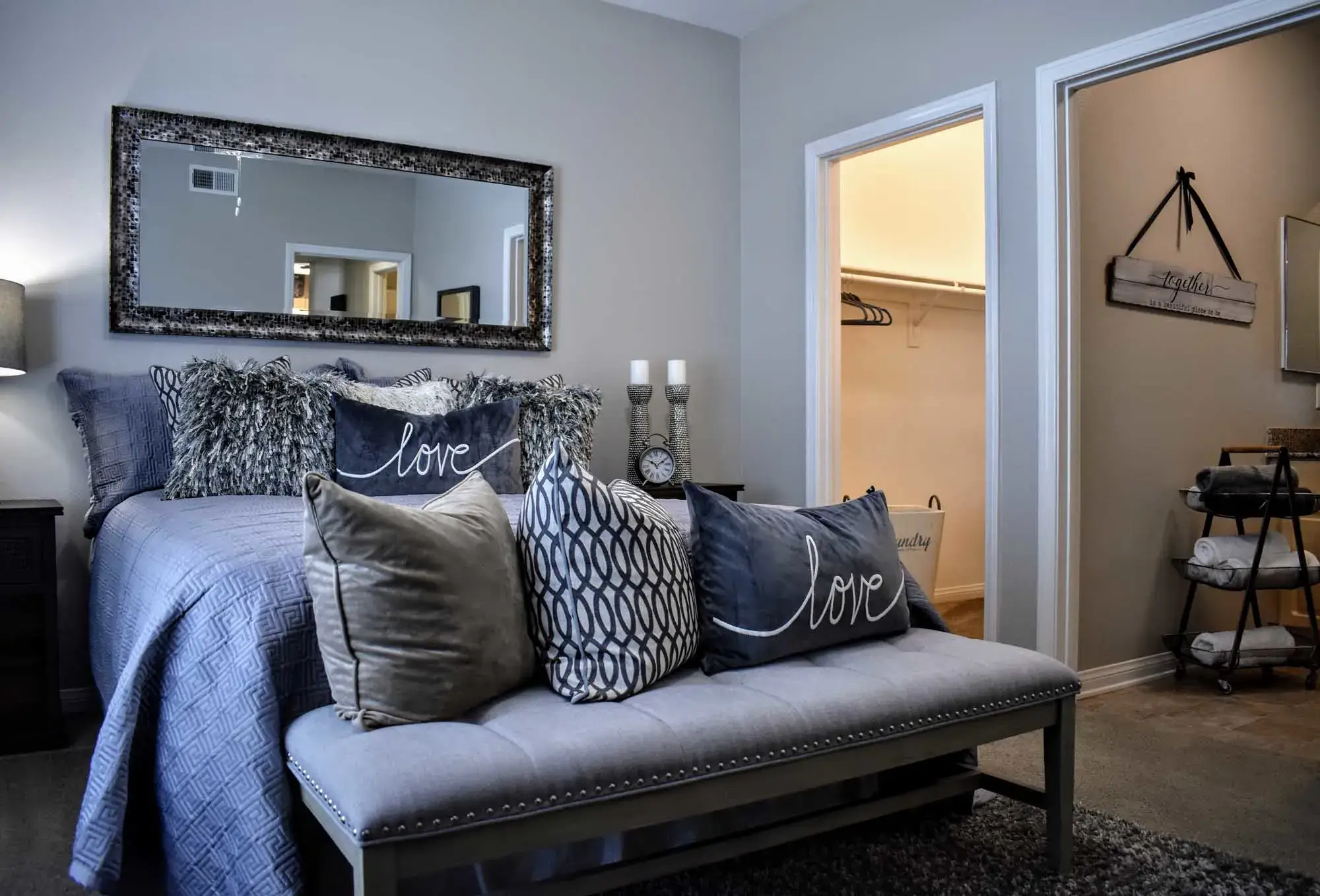 Bedroom with private bath and walk in closet